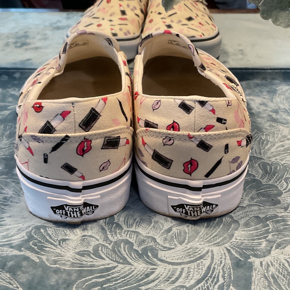 Vans Cream Makeup Print Slip on Sneakers - Picture 6 of 7